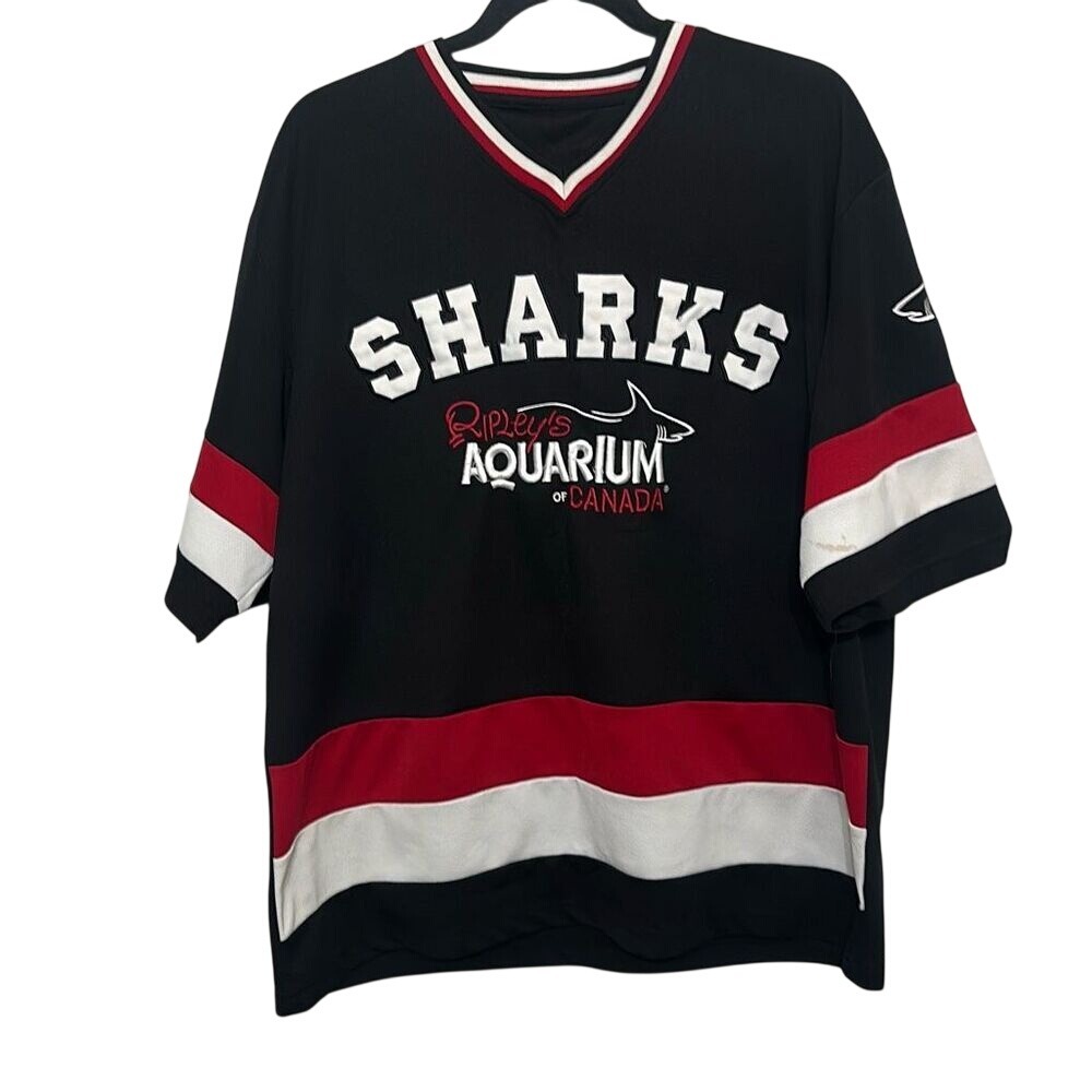 Mens Black Sharks Ripleys Aquarium Of Canada Embroidered Jersey XL